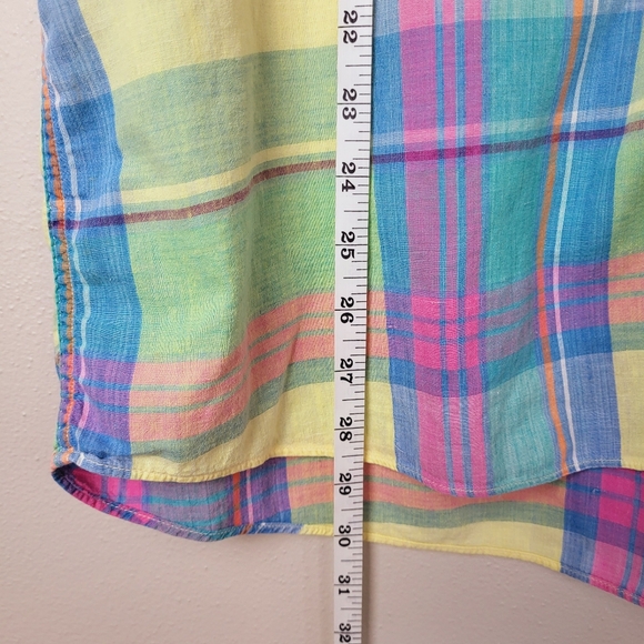 Salty Dog Gant Pastel‎ Plaid Short Sleeve Button Down Shirt Cotton Men's Large - Picture 9 of 10